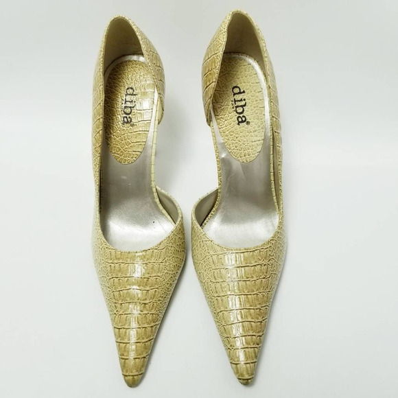 Diba Zana D'orsay Heels Shoes Crocodile Skin Pointed Toe Slip On Size 7M - Picture 4 of 12
